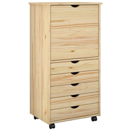 Rullende skab med hjul Brun 53 x 39 x 103 cm Massivt fyrretræ