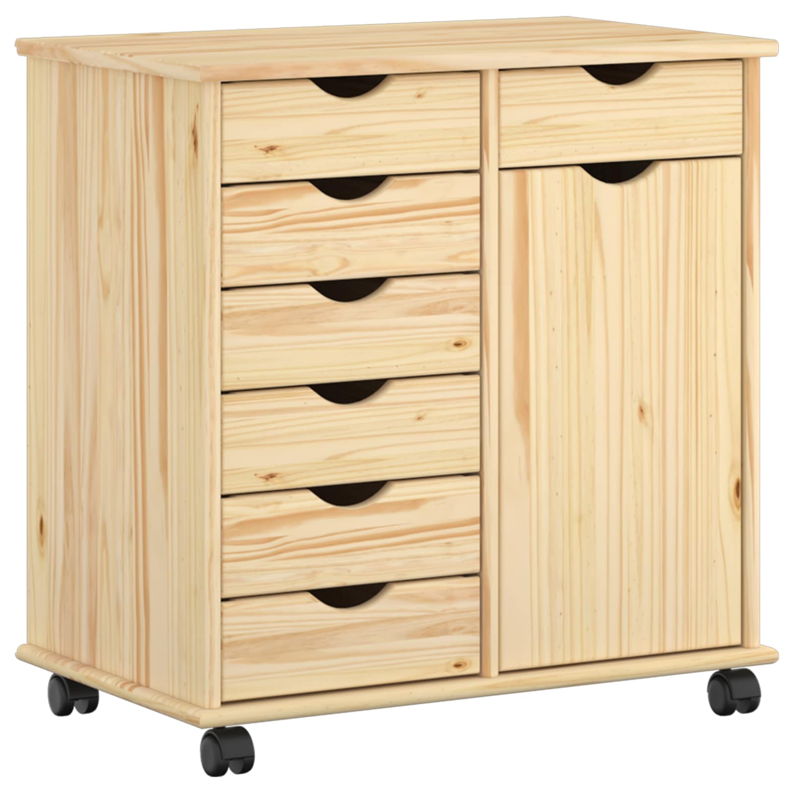 Rullende skab Brun 63,5 x 39 x 65,5 cm Massivt fyrretræ