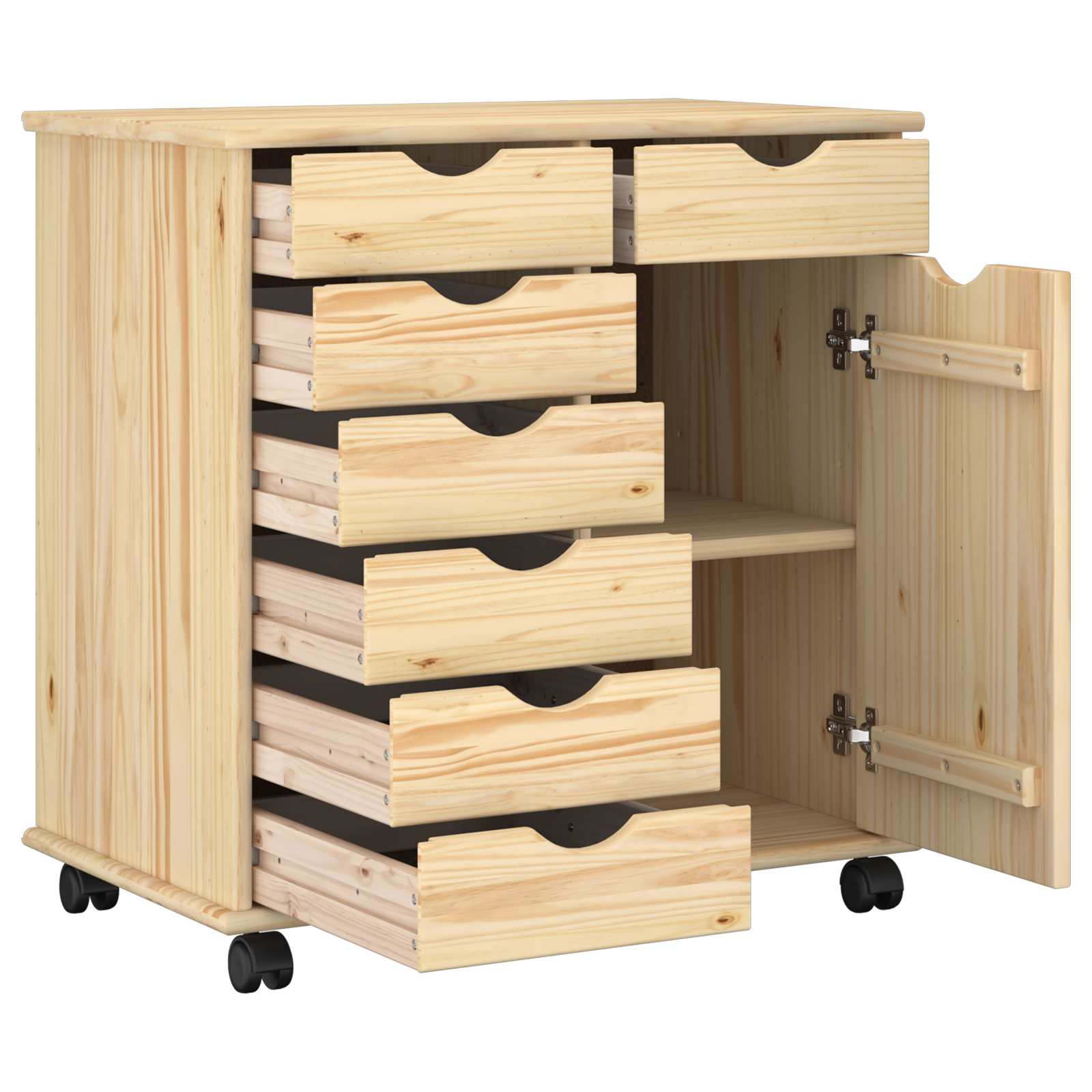 Rullende skab Brun 63,5 x 39 x 65,5 cm Massivt fyrretræ