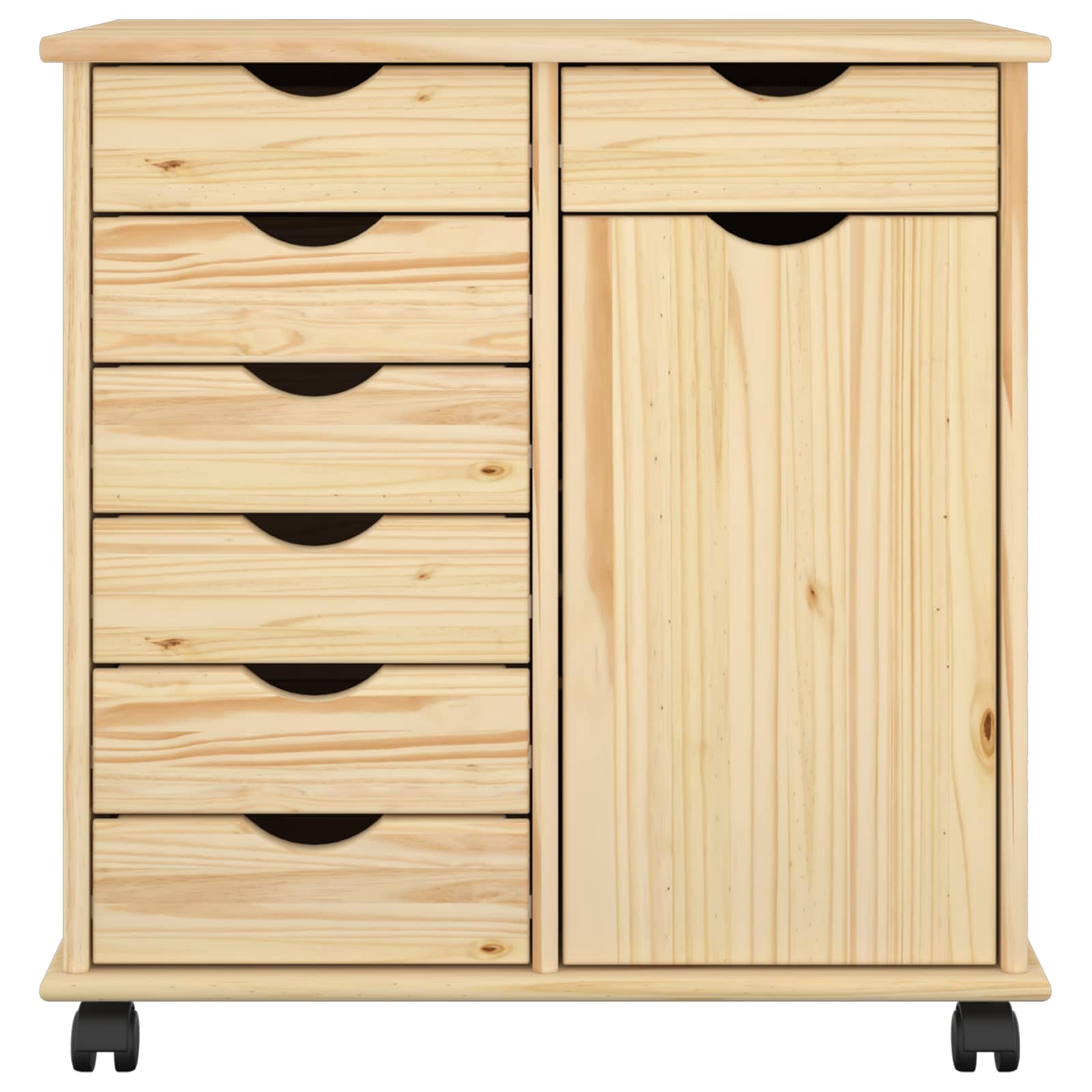 Rullende skab Brun 63,5 x 39 x 65,5 cm Massivt fyrretræ