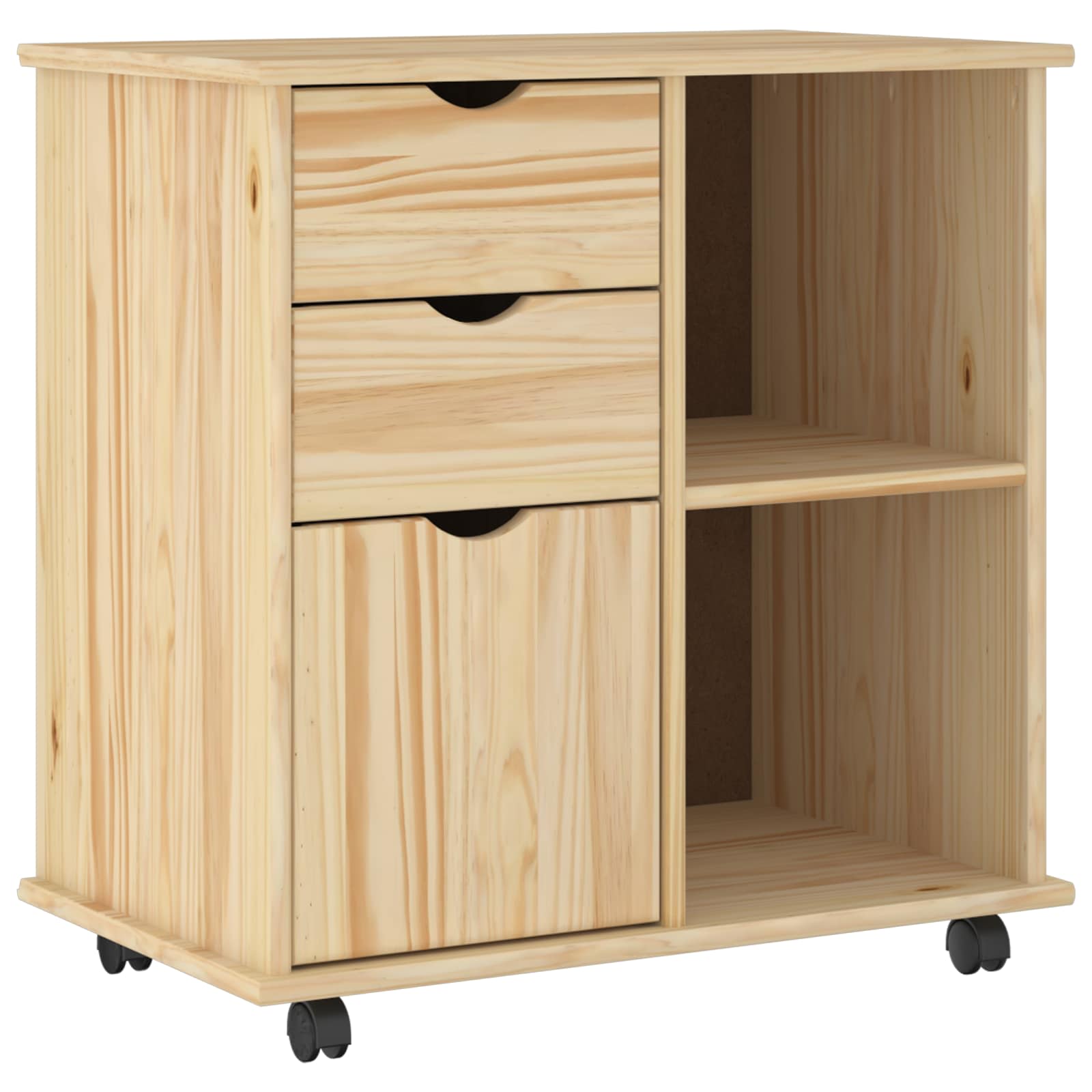 Rullende skab Brun 63,5 x 39 x 65,5 cm Massivt fyrretræ