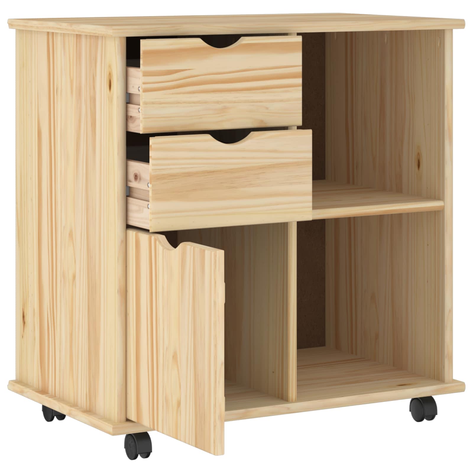 Rullende skab Brun 63,5 x 39 x 65,5 cm Massivt fyrretræ