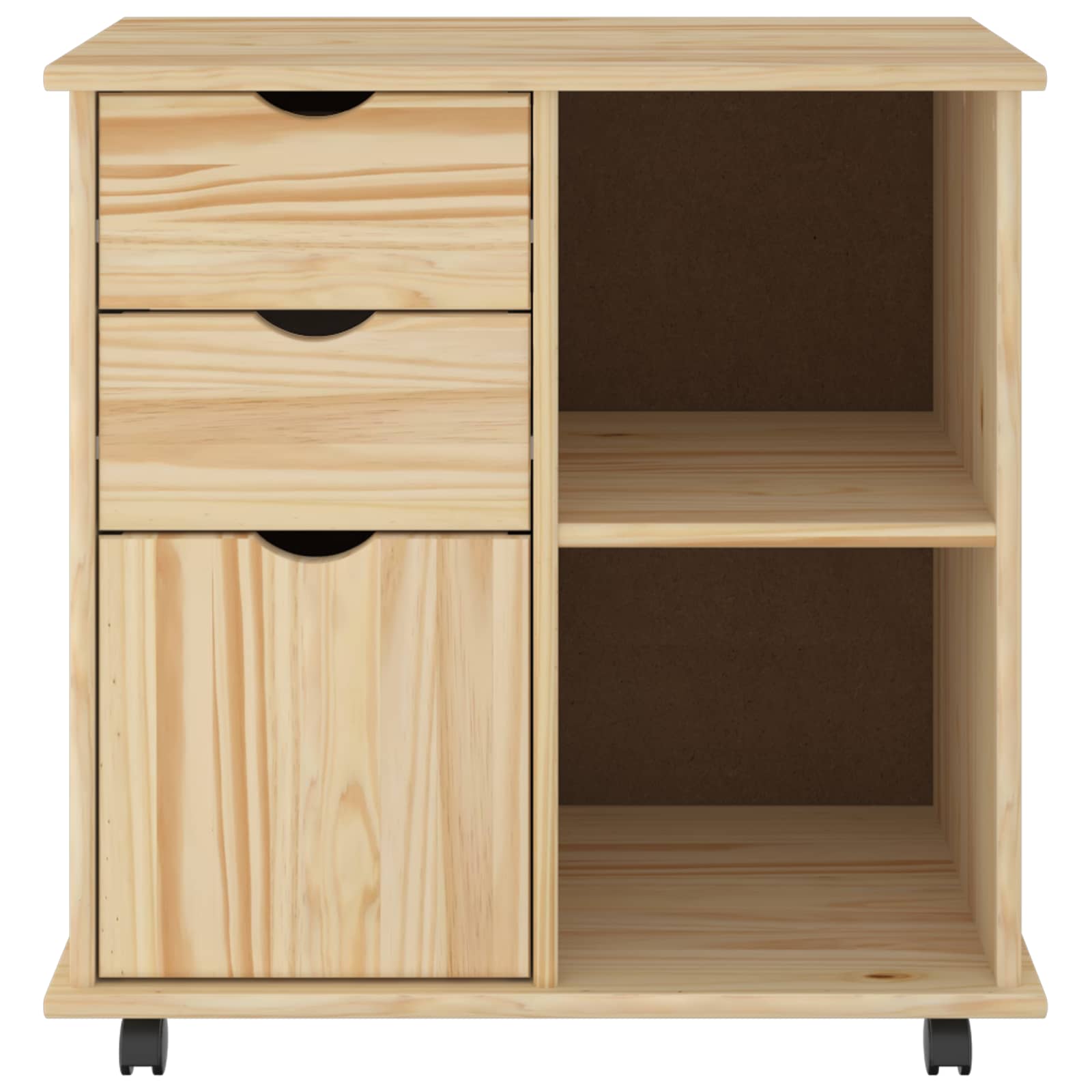 Rullende skab Brun 63,5 x 39 x 65,5 cm Massivt fyrretræ