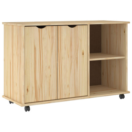 Rullende skab med hjul Brun 100 x 39 x 65,5 cm Massivt fyrretræ