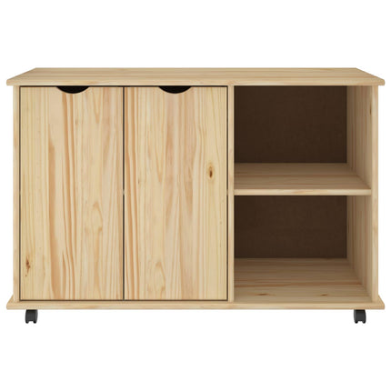 Rullende skab med hjul Brun 100 x 39 x 65,5 cm Massivt fyrretræ