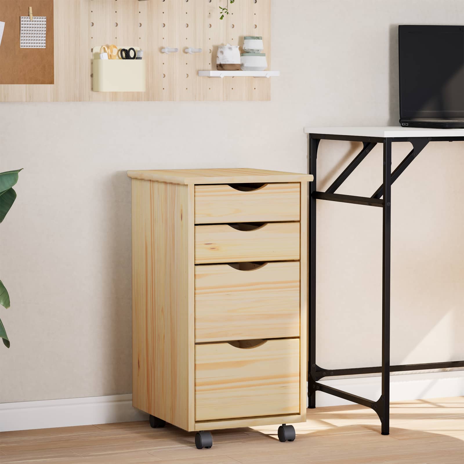 Rulleskab med skrivebord MOSS Klar lak 34 x 39 x 65,5 cm