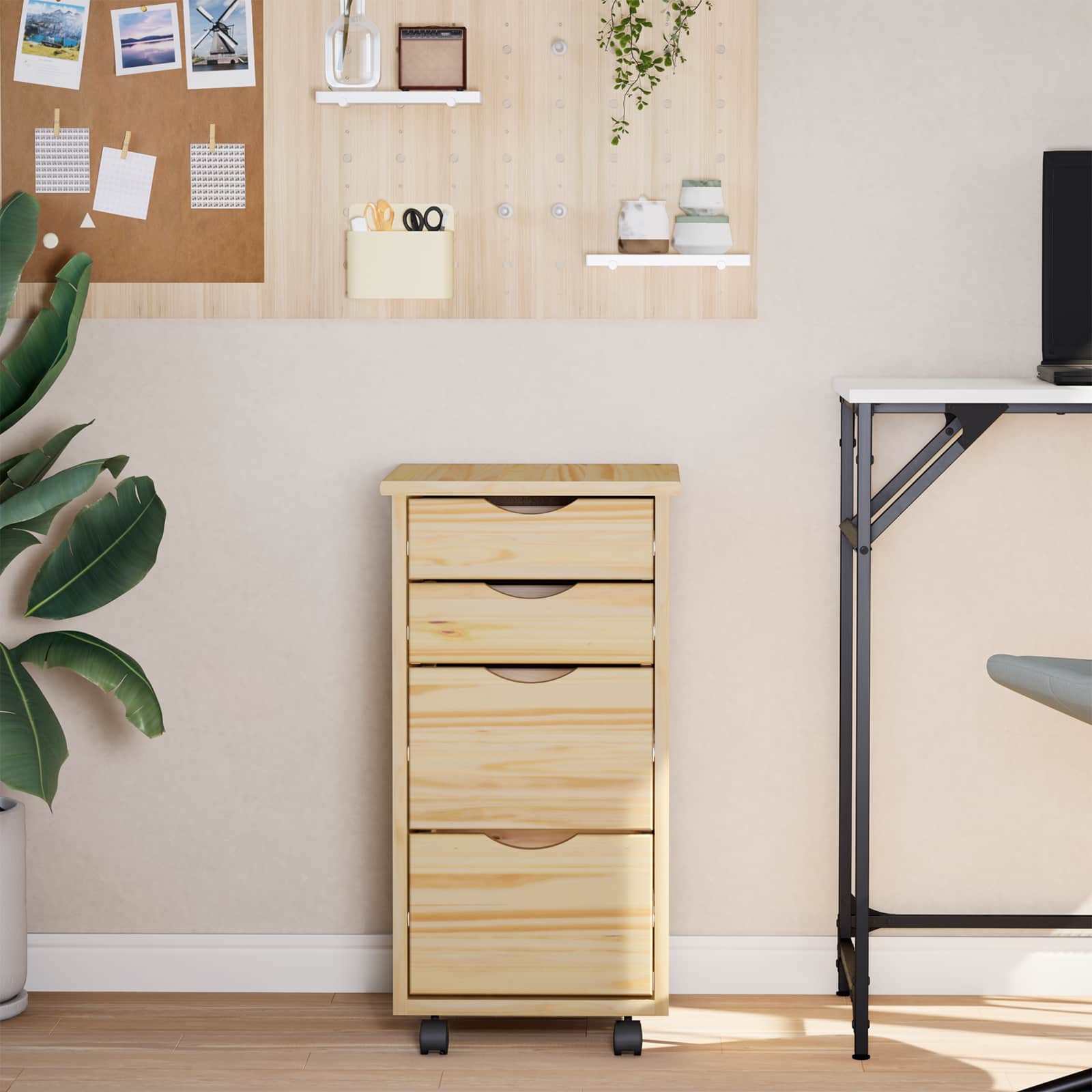 Rulleskab med skrivebord MOSS Klar lak 34 x 39 x 65,5 cm