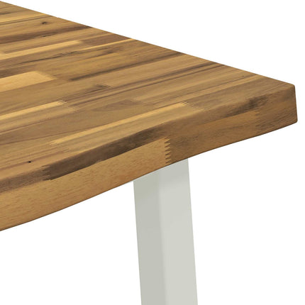 120 x 70 x 75 cm Massivt Akacietræ Hvid Rektangulær