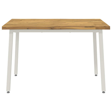 120 x 70 x 75 cm Massivt Akacietræ Hvid Rektangulær
