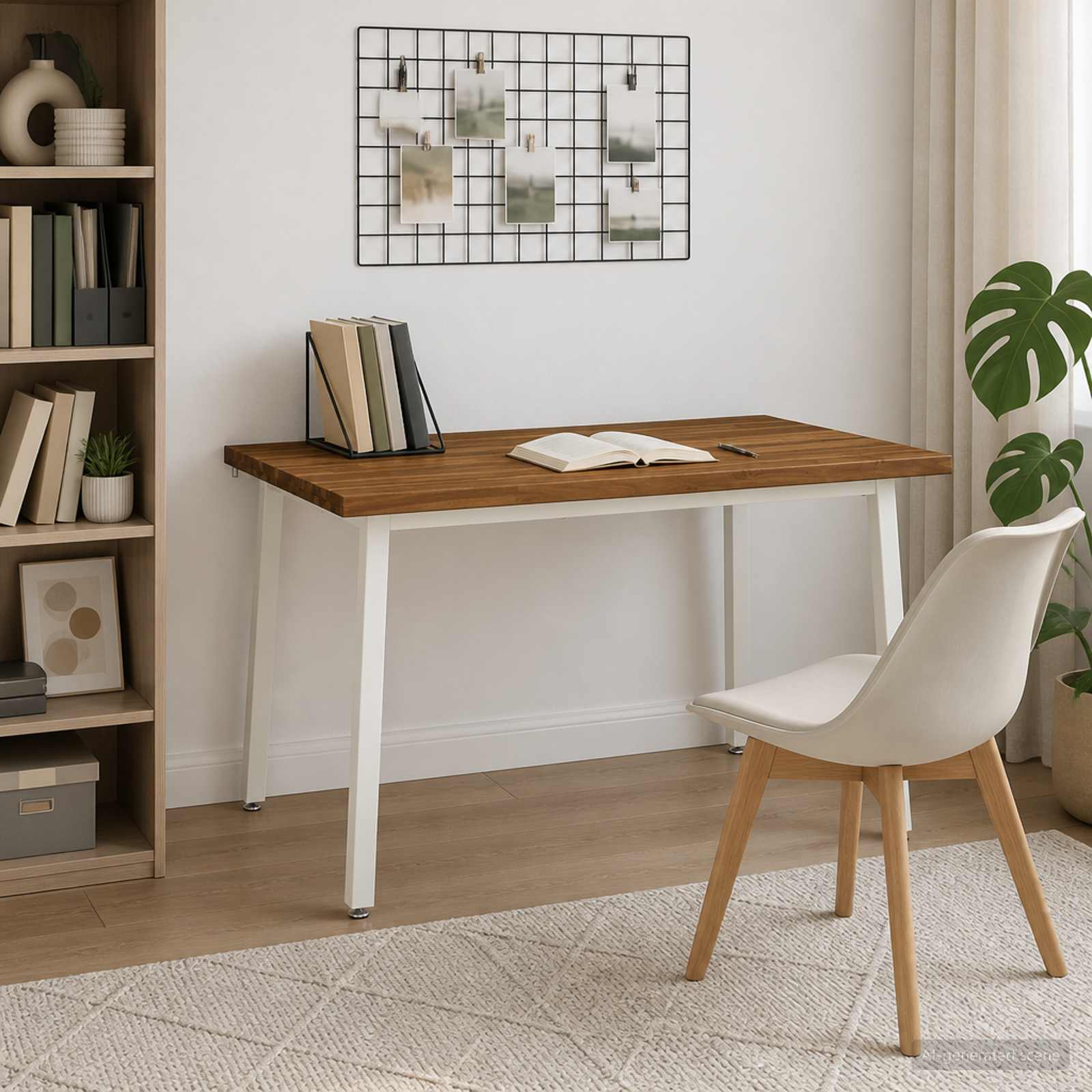 Spisebord i massivt akacietræ 120 x 70 cm - natur/hvid