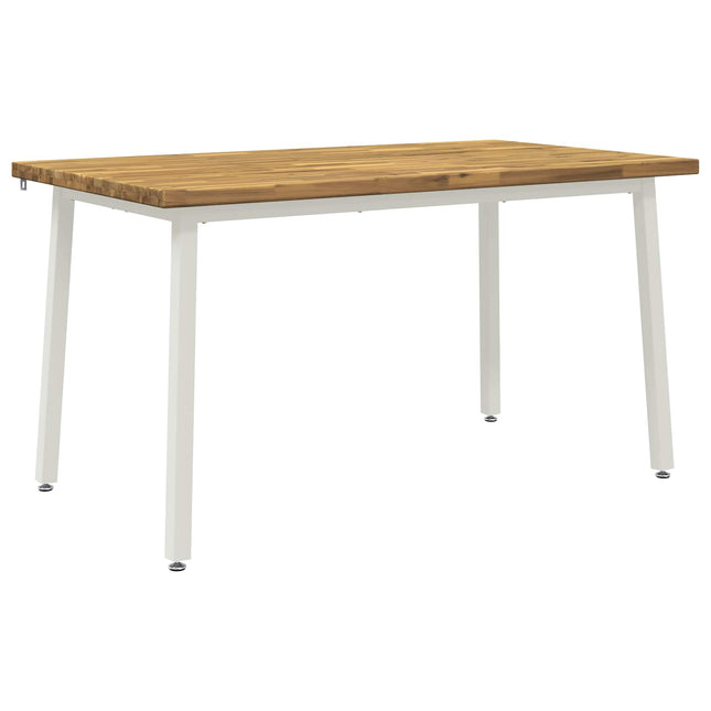 140 x 70 x 75 cm Massivt Akacietræ Natur og hvid Rektangulær