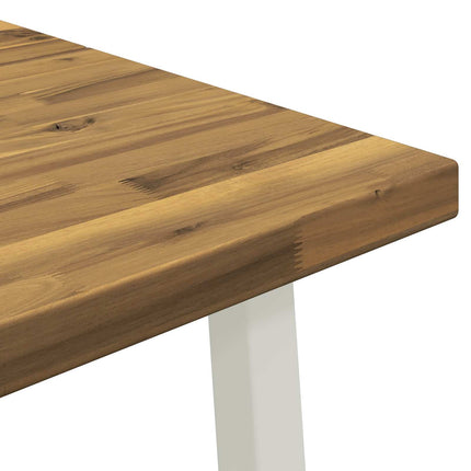 140 x 70 x 75 cm Massivt Akacietræ Hvid Rektangulær