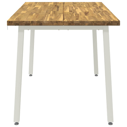 140 x 70 x 75 cm Massivt Akacietræ Hvid Rektangulær