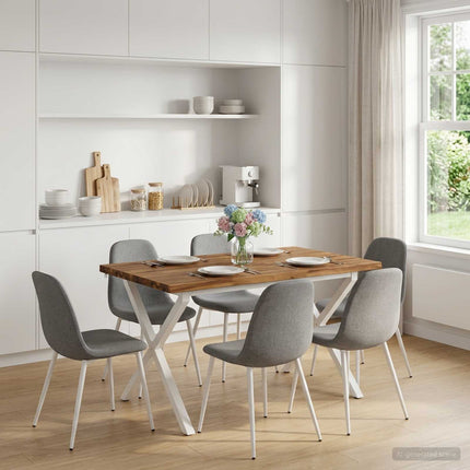 110 x 55 x 75 cm Massivt Akacietræ Natur og hvid Rektangulær