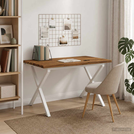110 x 55 x 75 cm Massivt Akacietræ Natur og hvid Rektangulær