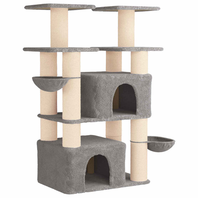 Kattetræ med sisal klatreposter Lysegrå 147 cm 2 stk.