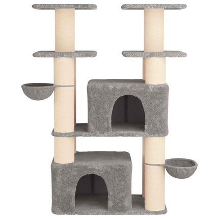 Kattetræ med sisal klatreposter 2 stk. Lysegrå 147 cm