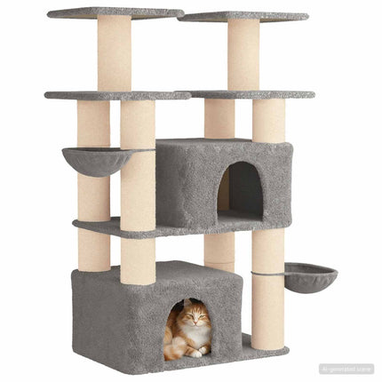 Kattetræ med sisal klatreposter 2 stk. Lysegrå 147 cm