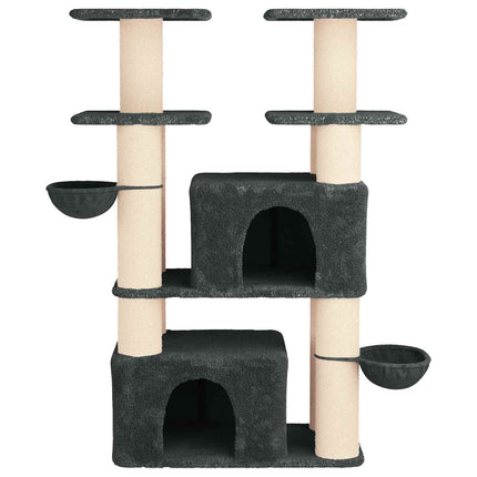Kattetræ med sisal klatreposter 2 stk. Mørkegrå 147 cm