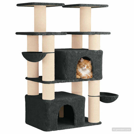 Kattetræ med sisal klatreposter 2 stk. Mørkegrå 147 cm