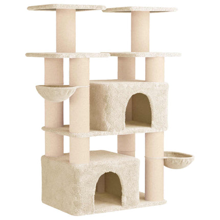 Kattetræ med sisal klatreposter 2 stk. Cremefarvet 147 cm