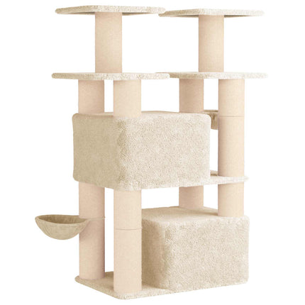 Kattetræ med sisal klatreposter 2 stk. Cremefarvet 147 cm