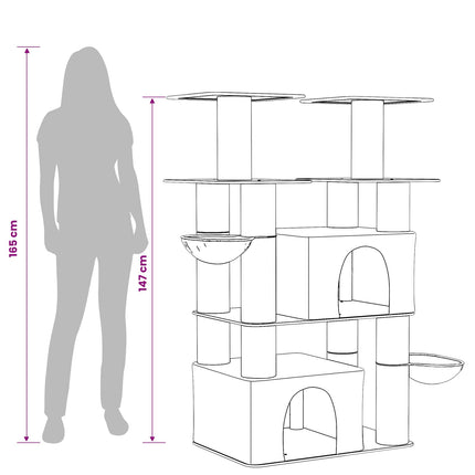 Kattetræ med sisal klatreposter 2 stk. Cremefarvet 147 cm