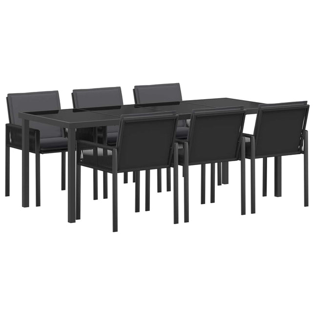 Have Spisebordssæt 19 stk. Sort polyrattan