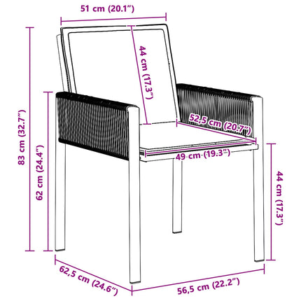 Have Spisebordssæt 25 stk. Sort polyrattan