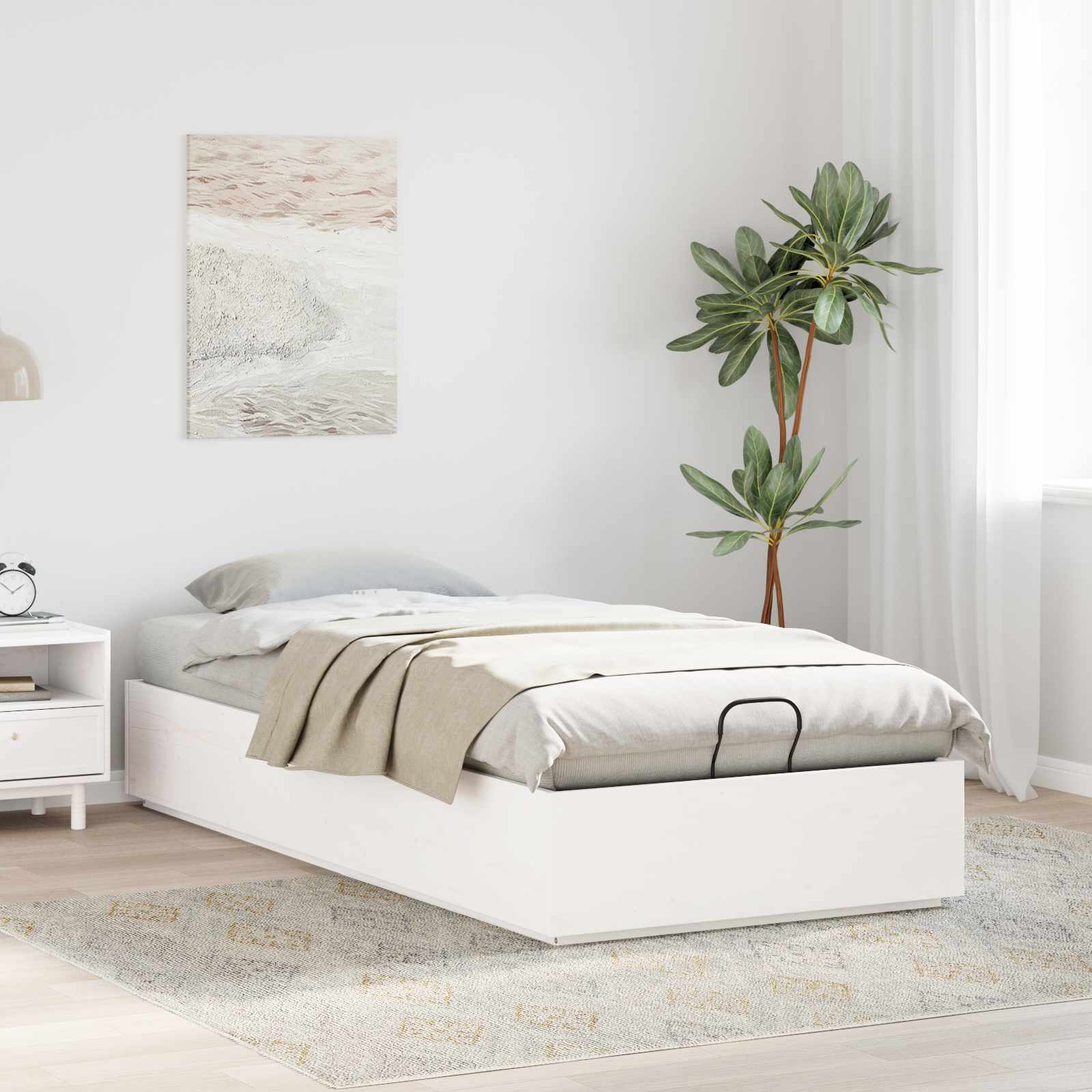 Ottoman Sengestel Hvid 90 x 190 cm Massivt fyrretræ