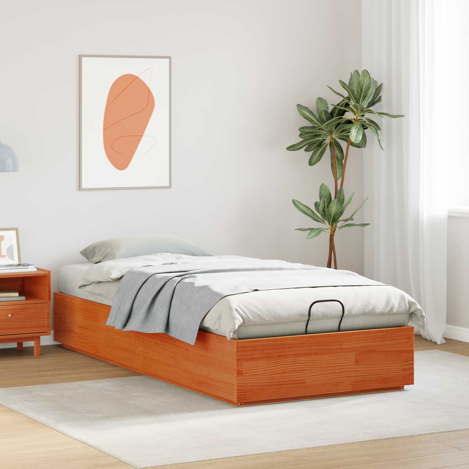 Ottoman Sengestel VoksBrun 100 x 200 cm Massivt fyrretræ