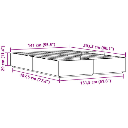 Otmansengestel med opbevaring Naturfarvet 140 x 200 cm