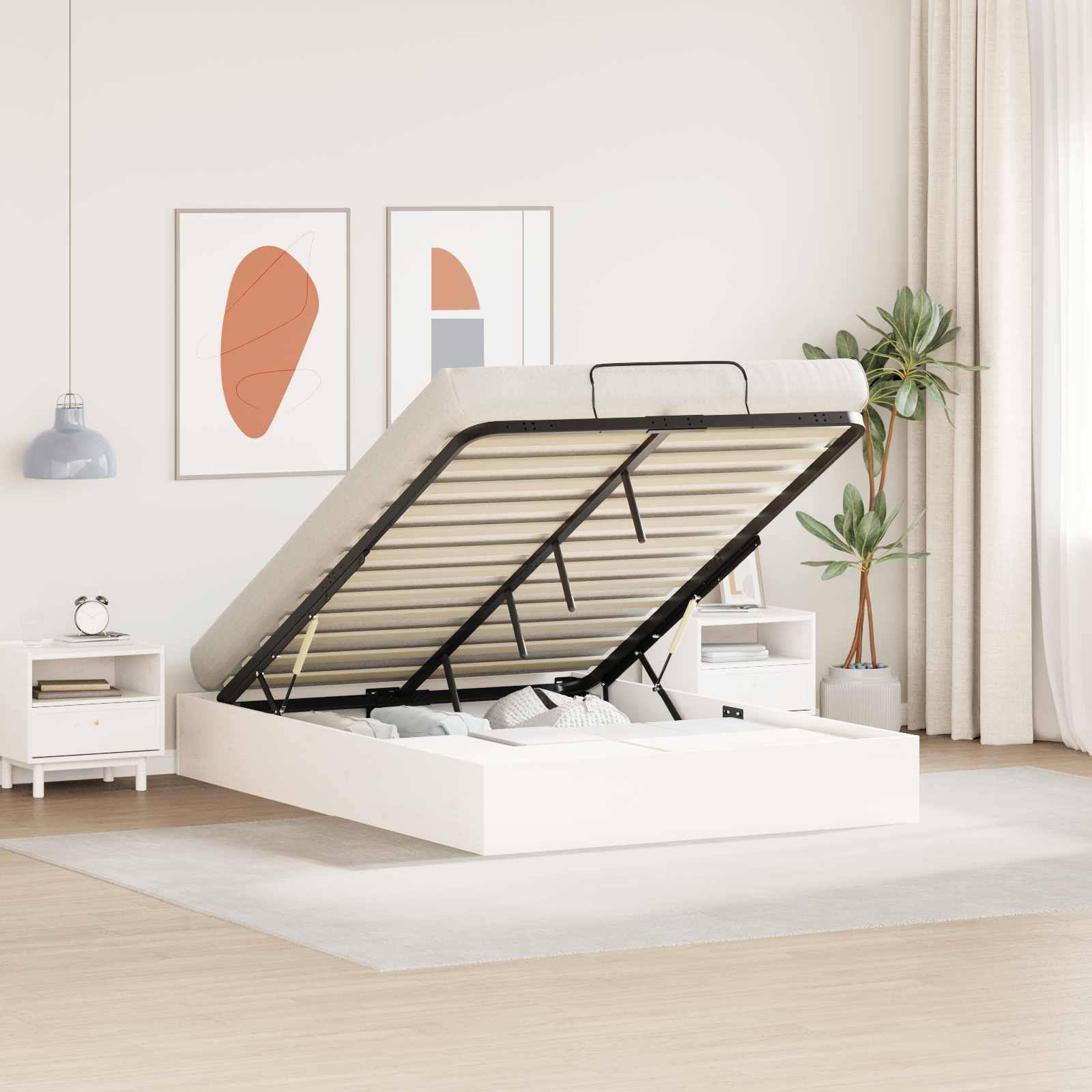 Otmansengestel med opbevaring Hvid 120 x 190 cm