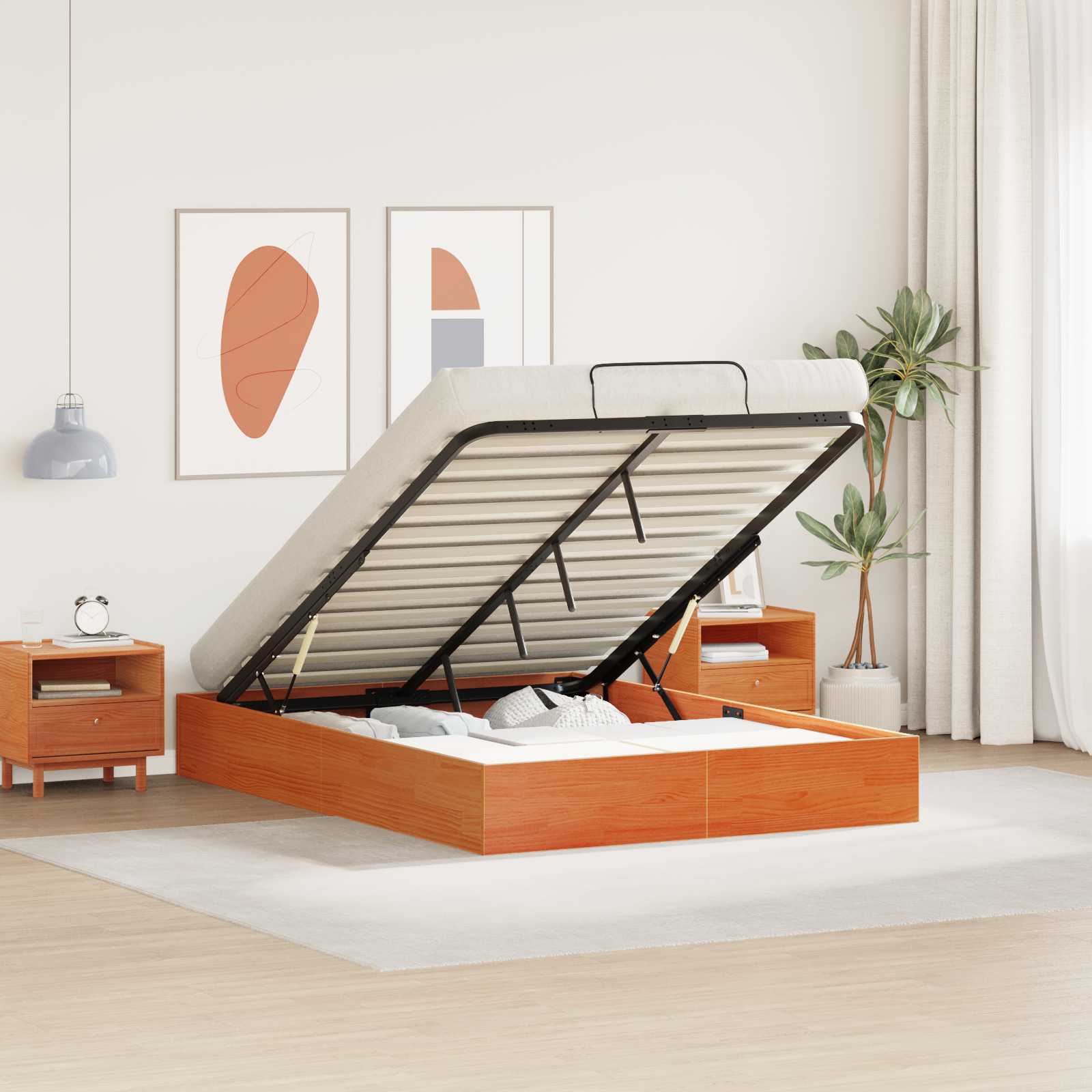 Otmansengestel med opbevaring VoksBrun 140 x 190 cm