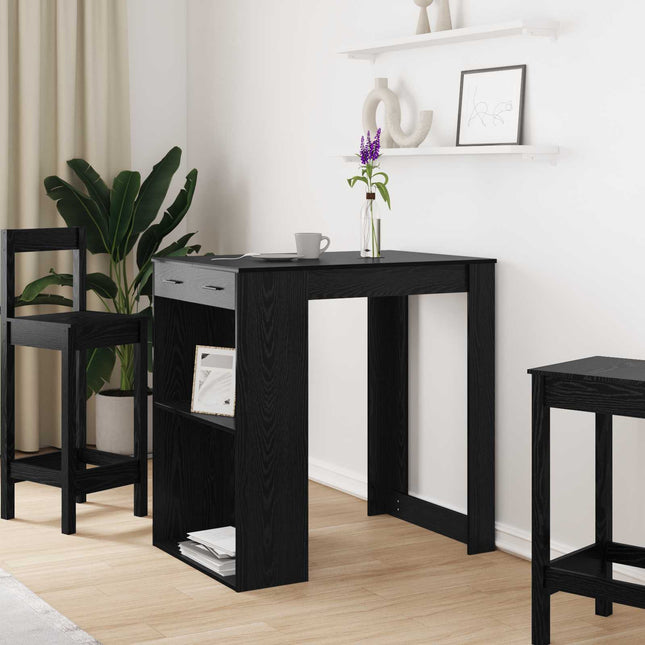 Barbord 102 x 70 x 103,5 cm Konstrueret træ Sort eg Rektangulær