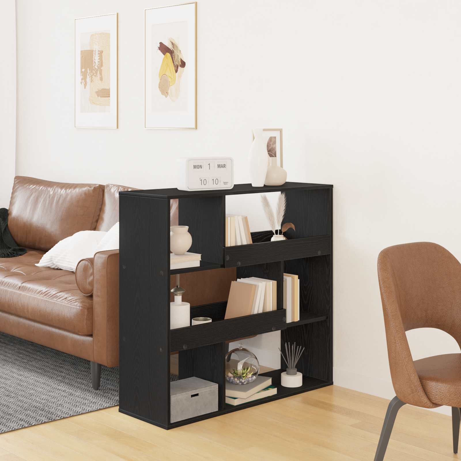 vidaXL Boghylde 4 niveauer 100 x 33 x 94,5 cm Konstrueret træ Sort eg