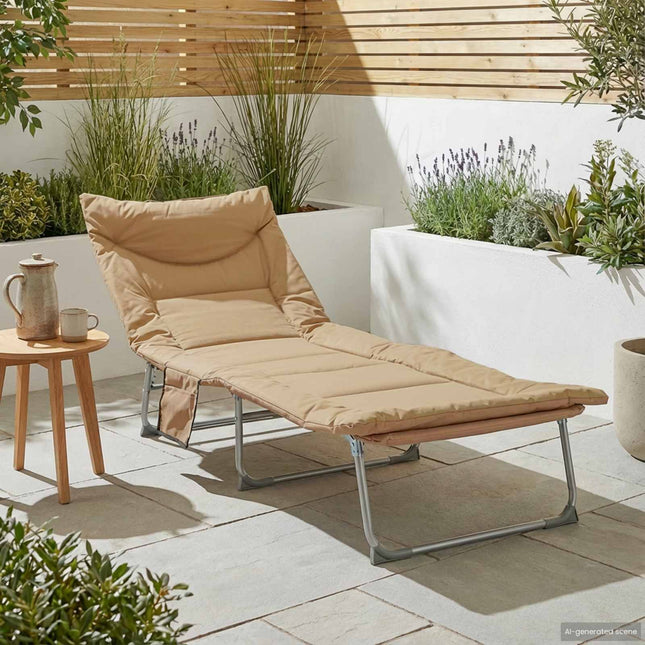 Sammenklappelig solstol med pude Beige