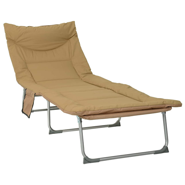 Sammenklappelig solstol med pude Beige