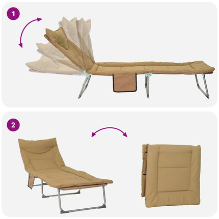 Sammenklappelig solstol med pude Beige
