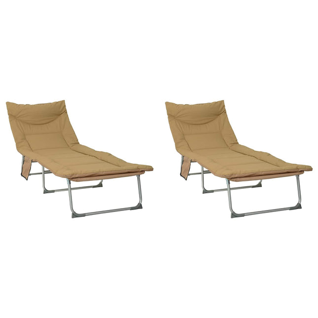 Sammenklappelig solstol med pude 2 stk. Beige