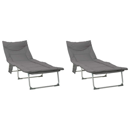 Sammenklappelig solstol med pude 2 stk. Antracit