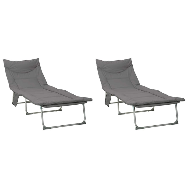 Sammenklappelig solstol med pude 2 stk. Antracit
