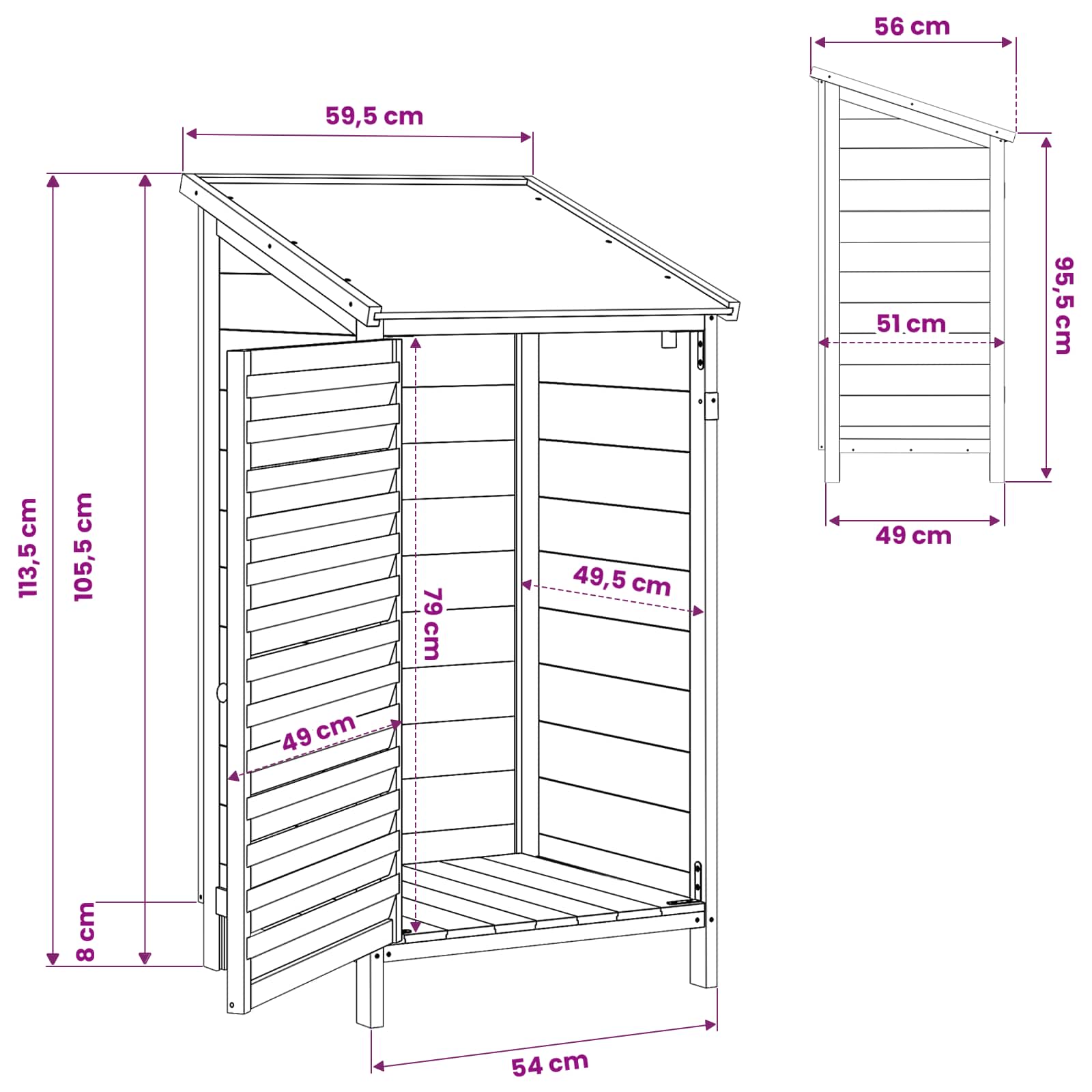 Have Skur Naturfarvet 59 x 56 x 113,5 cm Massivt Fyrretræ