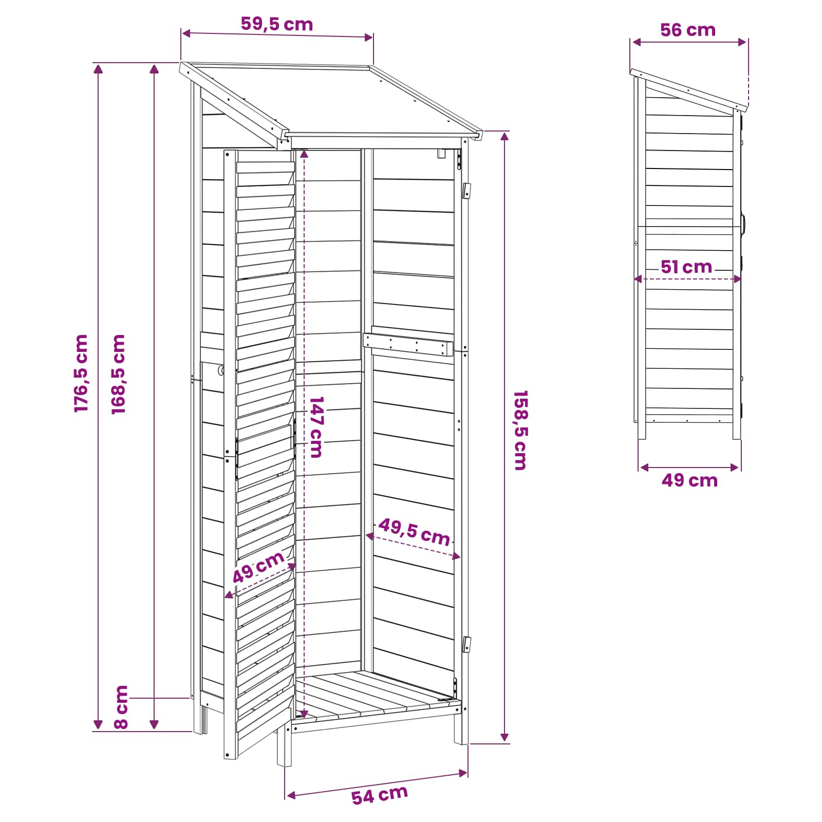 Have Skur Naturfarvet 59 x 56 x 176 cm Massivt Fyrretræ