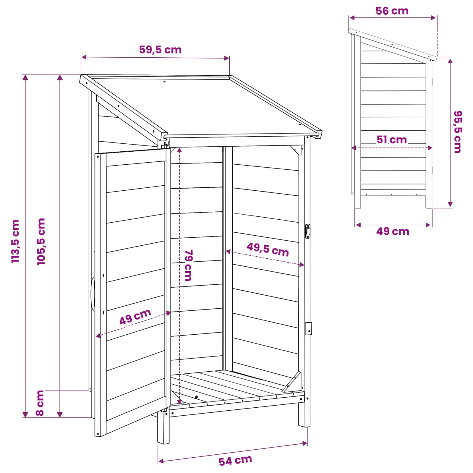 Have Skur Naturfarvet 59,5 x 56 x 113,5 cm Konstrueret træ