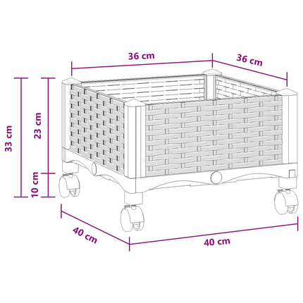 Havekrukke med hjul Hvid 40 x 40 x 33 cm PP