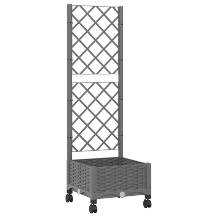 Haveplantekasse med espalier og hjul Lysegrå 40 x 40 x 131,5 cm
