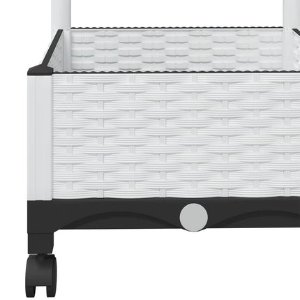Haveplantekasse med espalier og hjul Hvid 40 x 40 x 131,5 cm PP