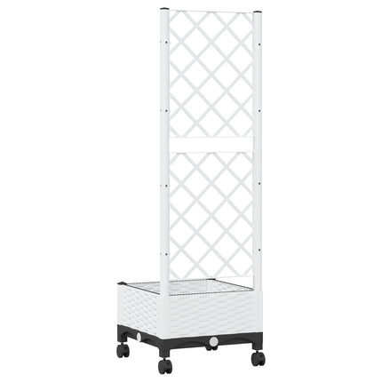 Haveplantekasse med espalier og hjul Hvid 40 x 40 x 131,5 cm PP