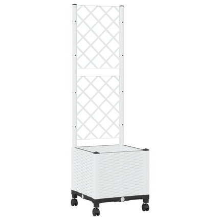 Haveplantekasse med espalier og hjul Hvid 40 x 40 x 146 cm PP